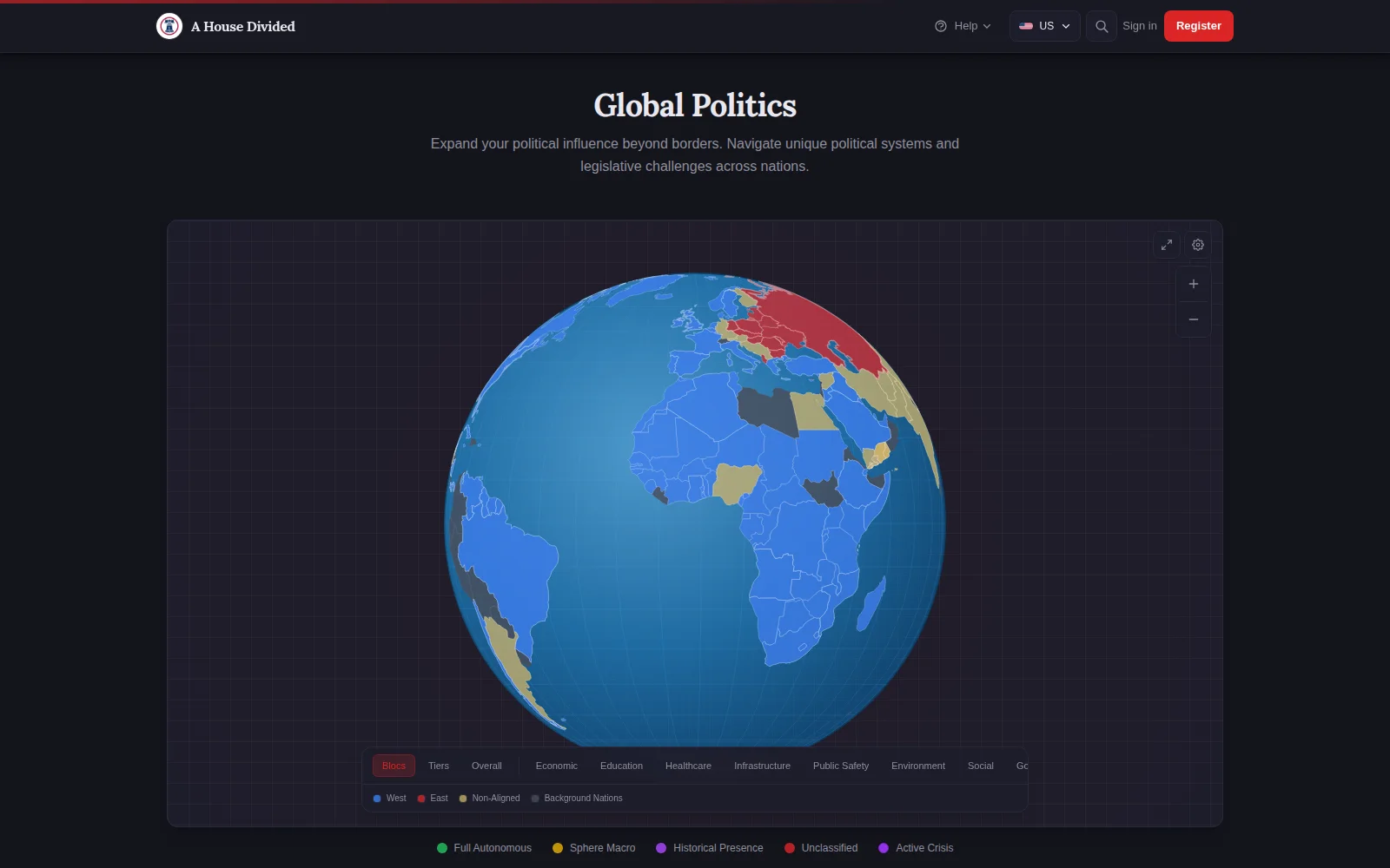A House Divided's live Global Politics world map